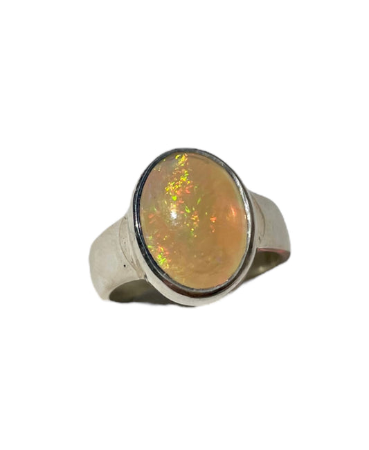 Yellow Opal, Natural, .925 Sterling Silver, Ring #OP101