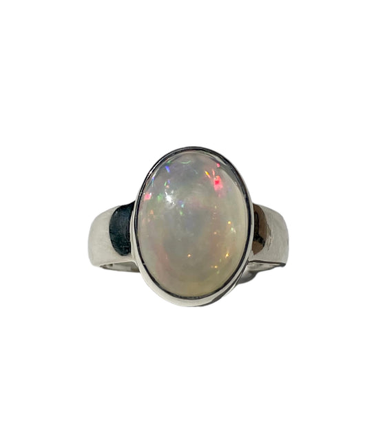 White Opal, Natural, .925 Sterling Silver, Ring #OP100