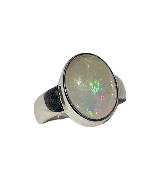 White Opal, Natural, .925 Sterling Silver, Ring #OP102