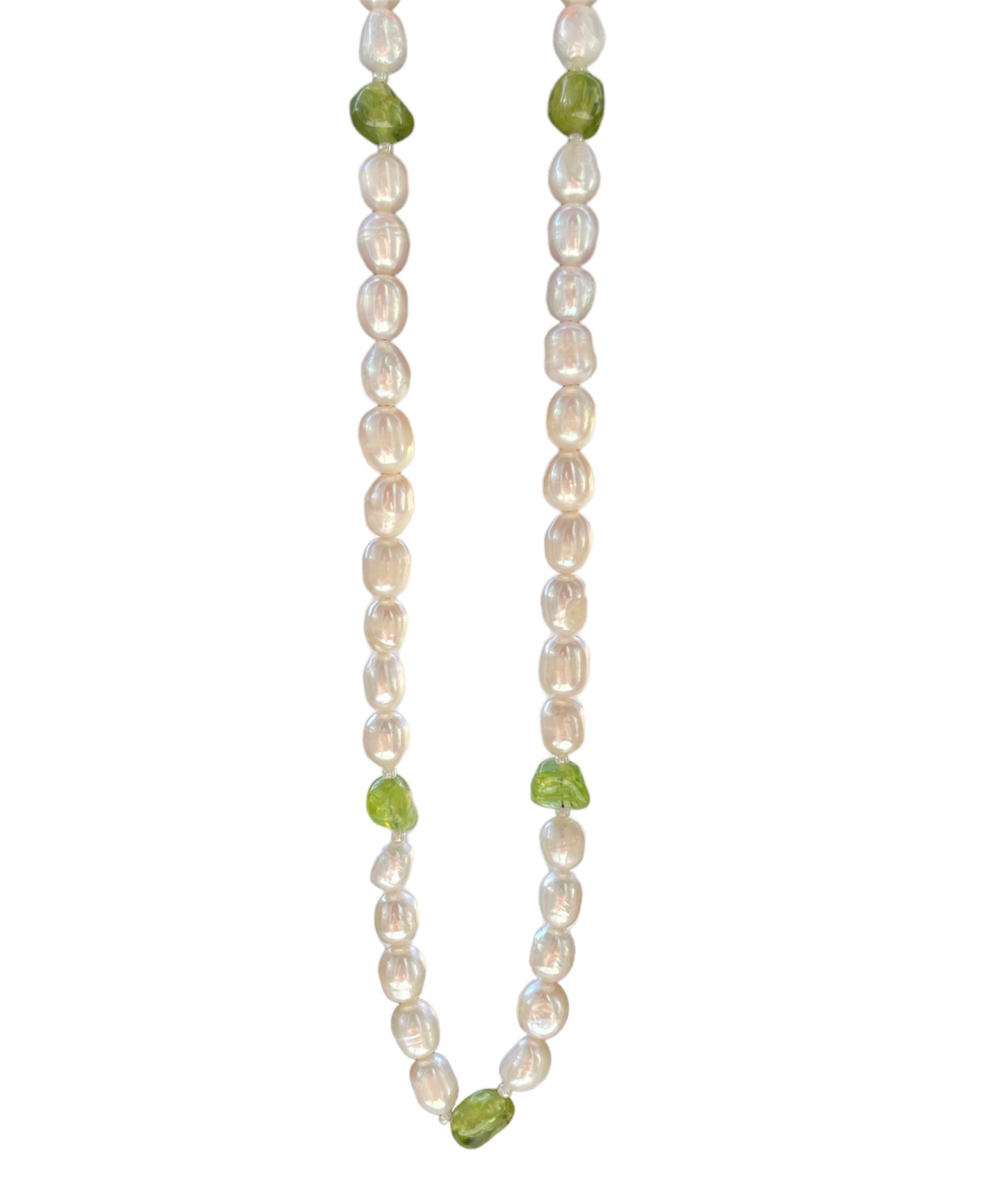 Peridot, Freshwater Pearl, Natural, Stone, Pearl, Necklace