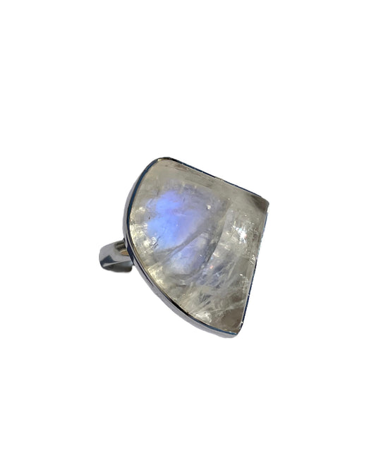 Rainbow Moonstone, .925 Sterling Silver, Ring