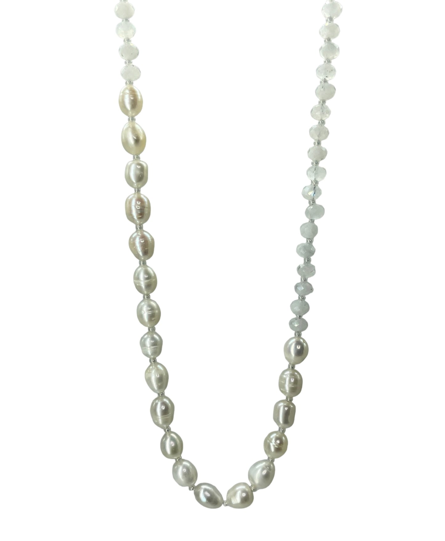 Rainbow Moonstone, Fresh Water Pearl, Necklace