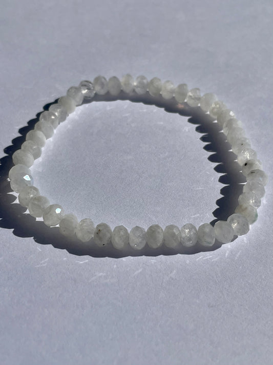 Rainbow Moonstone, Facet, Natural, Bracelet