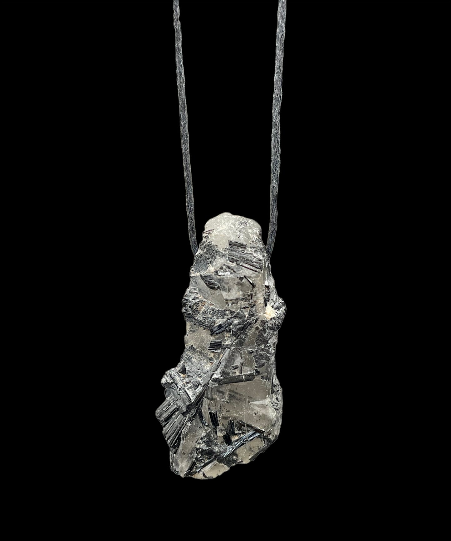 Black Tourmaline in Quartz Matrix, Pendant, Necklace