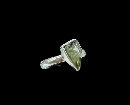 Moldavite, Natural, .925 Sterling Silver, Ring #MR104