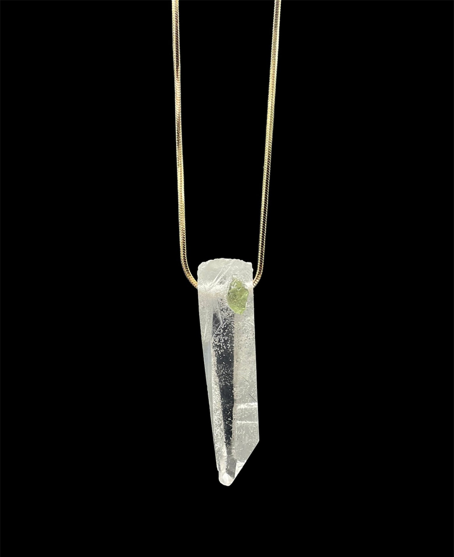 Lemurian Seed Quartz, Moldavite, Pendant, Necklace