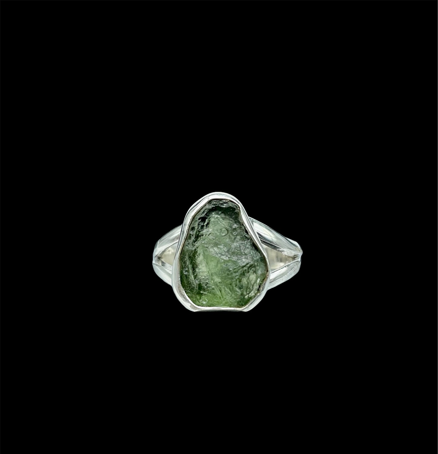 Moldavite, Natural, .925 Sterling Silver, Ring #MR103